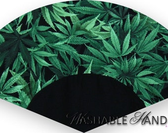 Washable Hand Fan Traditional Marijuana Leaf