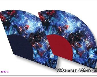 Blue & Red Nebula Washable Hand Fan