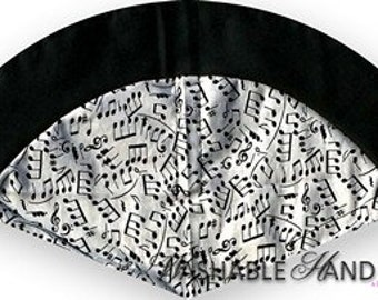 Notes of Music in Black & White Wings Washable Hand Fan