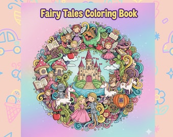 Fairy Tales Malbuch: Lustige Illustrationen für Erwachsene & Kinder mit Magie (Digitaler Download)