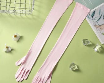 Guantes de ópera de seda tejida 100 % pura / Protección solar, para dormir y para la noche