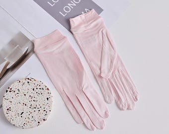 Guantes de seda 100 % para el cuidado de las manos: suaves, ligeros y lavables / Un par