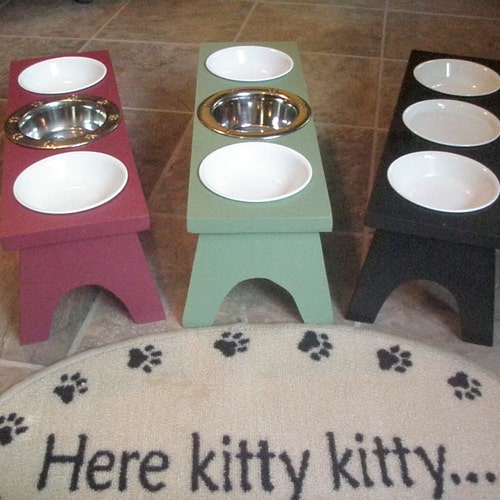 Triple Bowl Modern Pet Feeder Dog Bowl or Cat Bowl Elevated Etsy