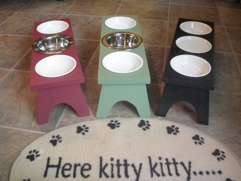 Raised / Elevated Cat Feeding Station 3 Bowl Etsy