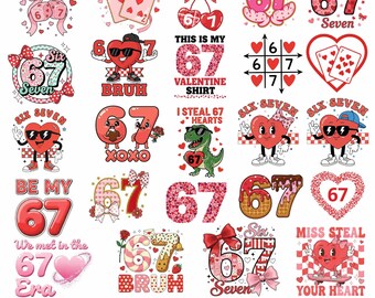 Six Seven 6 7 Valentines Day Png Bundle, Six Seven Heart Valentines Png, Valentine 67 Six Seven Png, Boy Girl Valentine Png, Valentine Meme