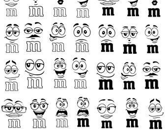 Candy Faces with "M" Svg Png, Lower Case M Candy Faces Svg png, Bundle Faces with M Svg, Candy Svg,M and M Group Costume Svg,Cut File Cricut