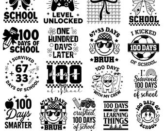 100 days of school svg, 100th Day Of School, 100 Days of School Bow SVG, Teacher Girl Svg, 67+33 days of school Bruh SVG, Back To School svg