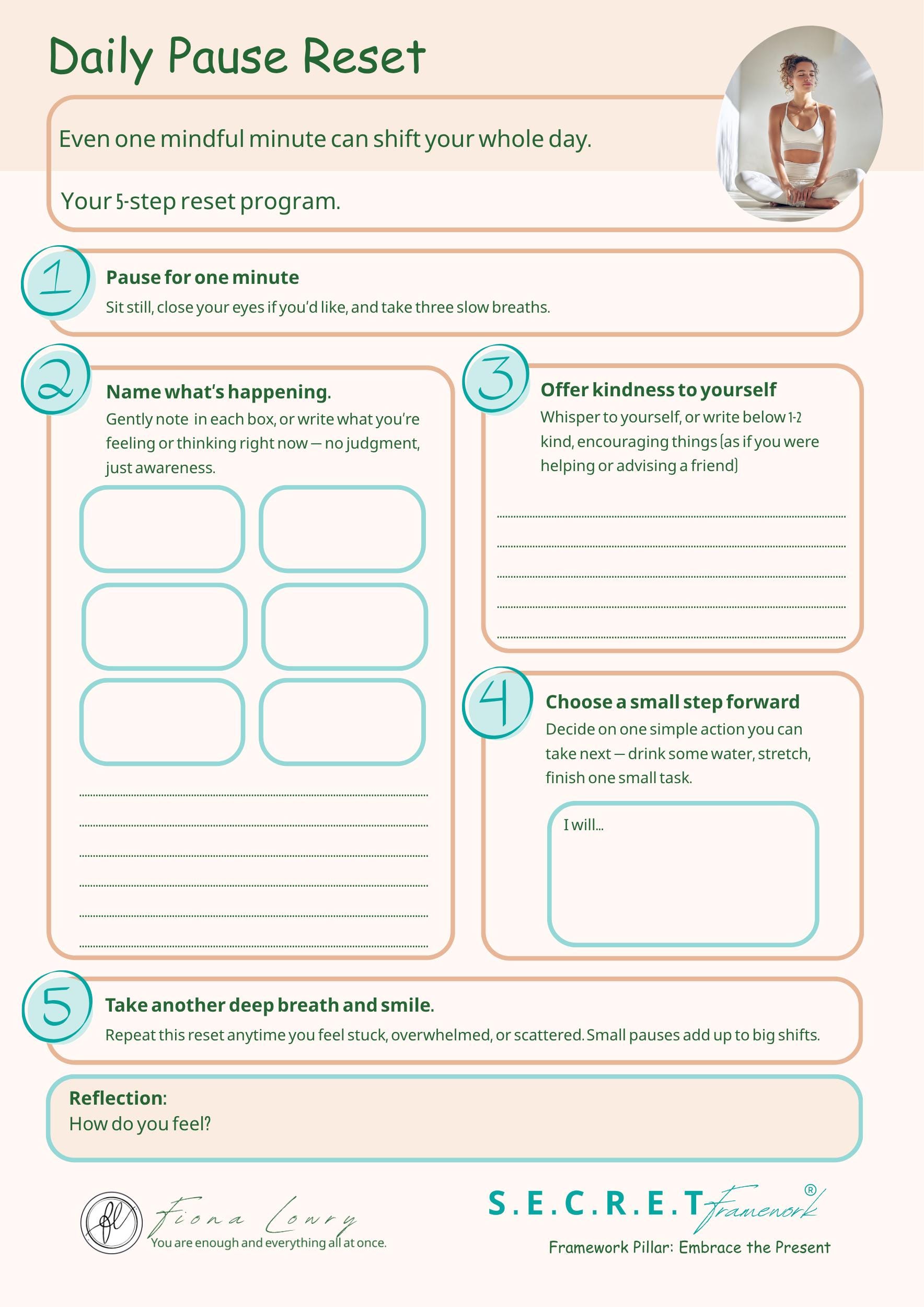 Pause Button Worksheet.pdf Mindfulness Worksheet | Daily Pause Reset, Self-care (PDF) - Etsy