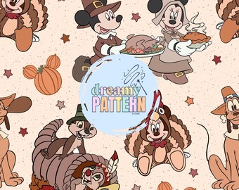 Fall Magical Mouse Seamless Pattern for Sublimation – High-Resolution PNG & JPEG - Digital Download