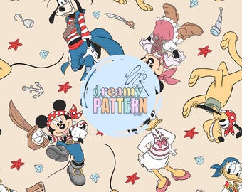 Magical Mouse pirates Seamless Pattern for Sublimation – High-Resolution PNG & JPEG - Digital Download