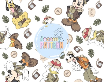 Magical Mouse safari Seamless Pattern for Sublimation – High-Resolution PNG & JPEG - Digital Download