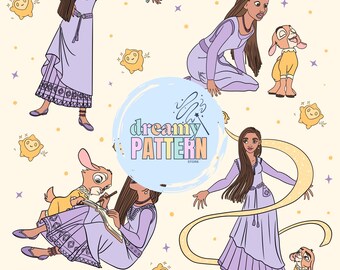 Magical Princess Seamless Pattern for Sublimation – High-Resolution PNG & JPEG - Digital Download