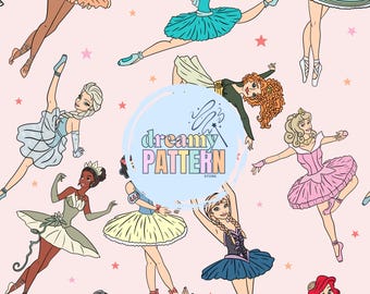 Magical Princess Seamless Pattern for Sublimation – High-Resolution PNG & JPEG - Digital Download