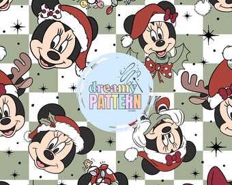 Christmas Magical Mouse Seamless Pattern for Sublimation – High-Resolution PNG & JPEG - Digital Download
