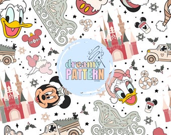 Christmas Magical mouse Seamless Pattern for Sublimation – High-Resolution PNG & JPEG - Digital Download