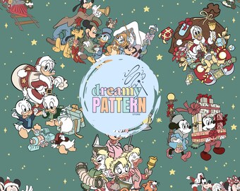 Christmas Magical Duck Seamless Pattern for Sublimation – High-Resolution PNG & JPEG - Digital Download