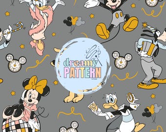 New year Magical Mouse Seamless Pattern for Sublimation – High-Resolution PNG & JPEG - Digital Download