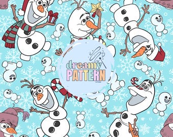 Christmas Magical Snowman Seamless Pattern for Sublimation – High-Resolution PNG & JPEG - Digital Download