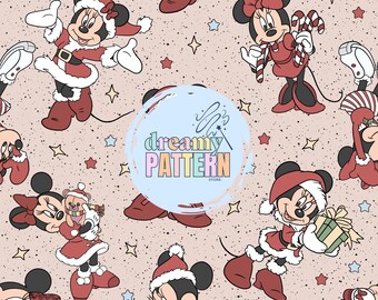 Christmas Magical Girl Mouse Seamless Pattern for Sublimation – High-Resolution PNG & JPEG - Digital Download