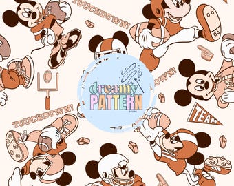 Magical Mouse American football Seamless Pattern for Sublimation – High-Resolution PNG & JPEG - Digital Download