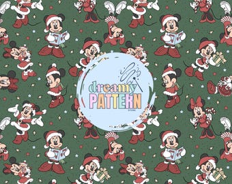 Christmas Magical Girl Mouse Seamless Pattern for Sublimation – High-Resolution PNG & JPEG - Digital Download
