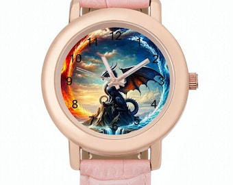 Vibrant Dragon Watch Kids, Epic Fire and Water Fantasy Wristwatch, Gift for Boys & Girls