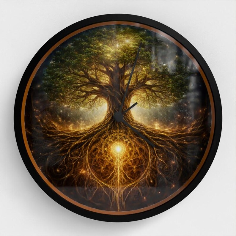 Natural Bamboo Tree of Life Wall Clock: Sacred Nature Art (10 X 10 ...