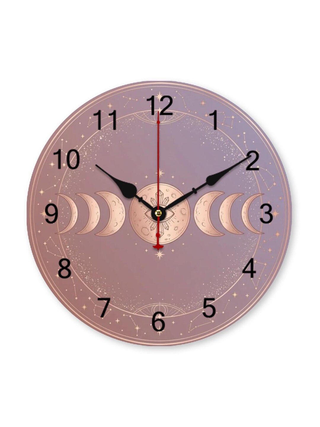 Celestial Moon Phase Wall Clock, Mystic Gold Galaxy Design - Etsy