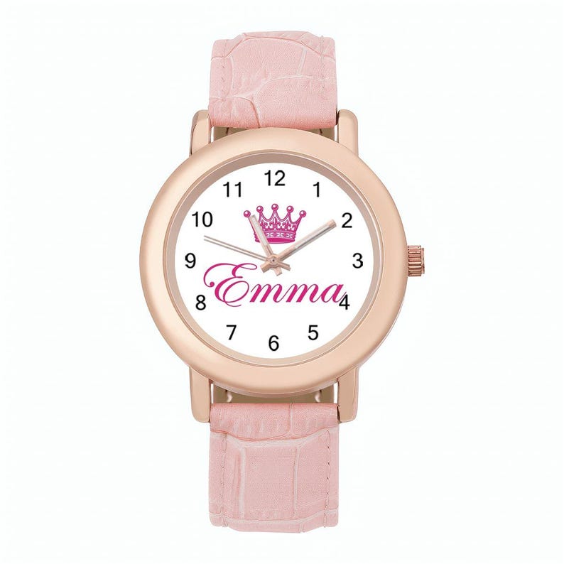 Your Name on Wrist Watch - Crown Symbol Design with Leather Strap image 2