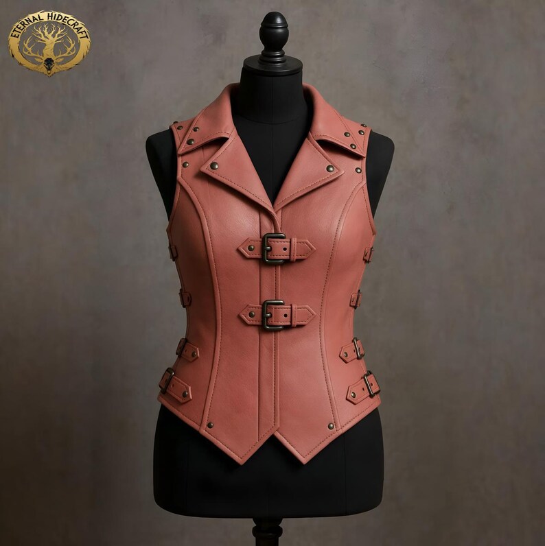 Rust Color Vest Rust Red Leather Corset Vest – Gothic Steampunk Buckle Waistcoat - Etsy