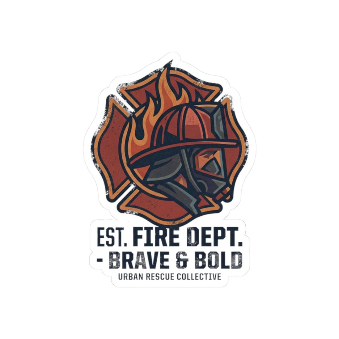 Firefighter Helmet With Flames Kiss-cut Sticker | Fire Dept Logo ...