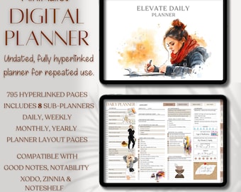 Daily Digital Undated Hyperlinked Planner for iPad, GoodNotes, Notability
