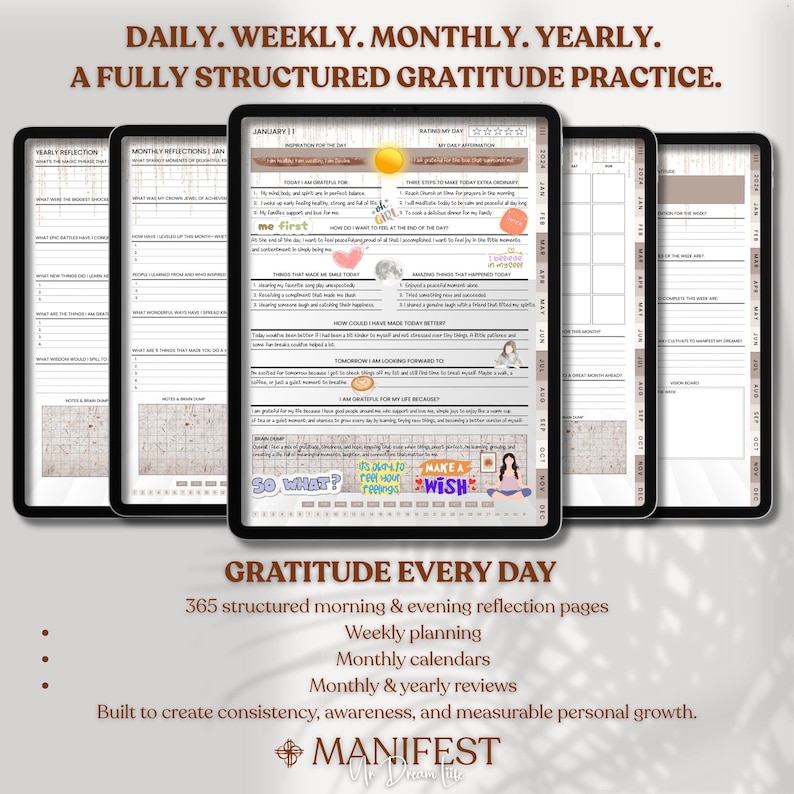 Diario de gratitud digital para GoodNotes, planificador de gratitud de 365 días y cuaderno de reflexión para iPad imagen 4