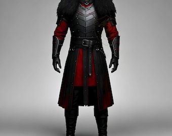 Dark Knight Leather Armor Coat Medieval Fantasy Costume Genuine LARP Renaissance Faire Outfit