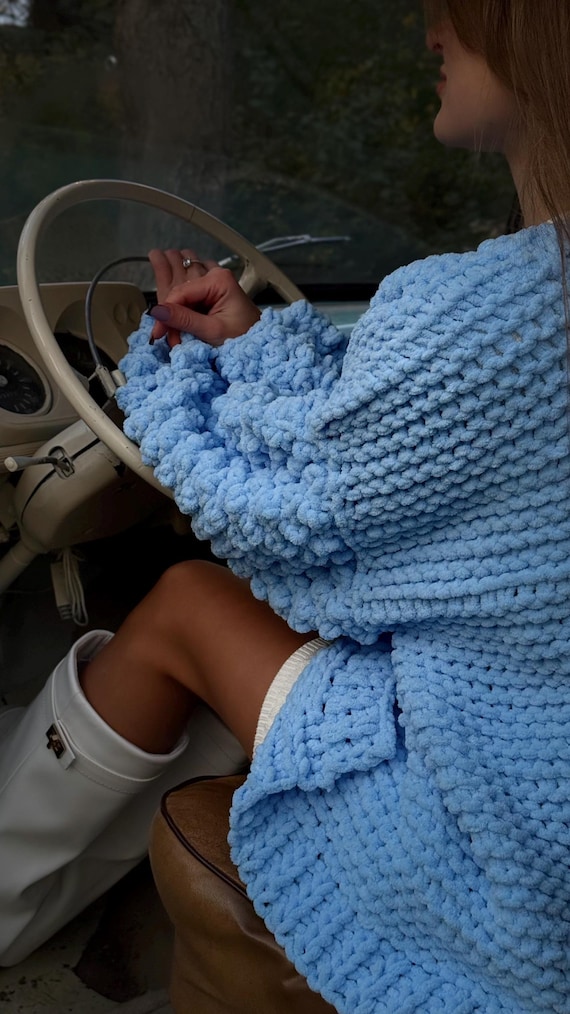 Oversized Handmade Cardigan – Folklore Knit Cardigan for Spring, Cozy Sweater