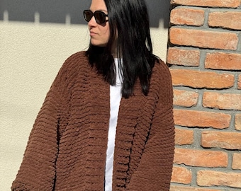 Chunky Knit Oversized Cardigan Pattern, Video Tutorial (PDF)