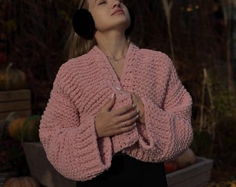 Cárdigan de punto grueso – Chaqueta boho oversize hecha a mano