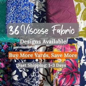 Designer Floral Viscose Fabric Italian Polyester Lightweight Blouse Dress Fabrics by Yard (150cm / 59")