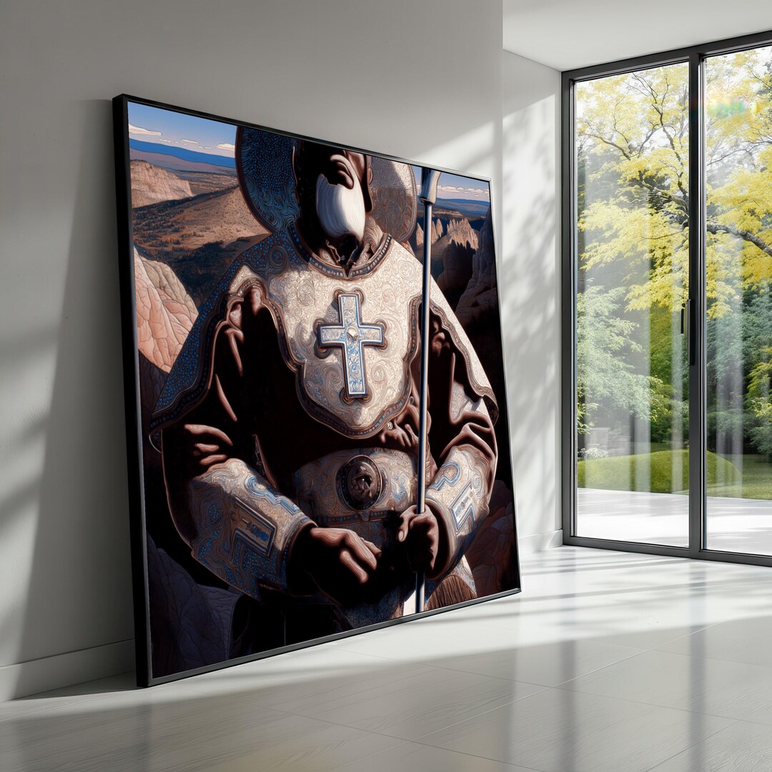 Religious Knight Illustration Canvas, Medieval Armor Wall Art ...