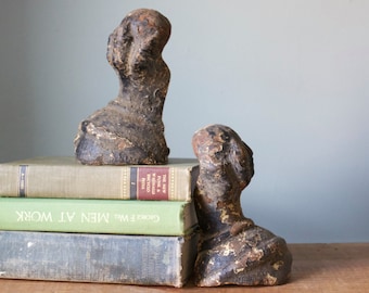 Black Chippy Antique Clawfoot Tub Feet Bookends Cast Iron Architectural Salvage