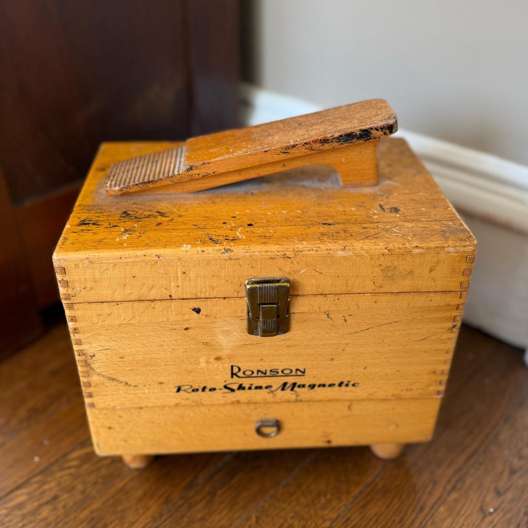 超希少◆Ronson◆1950s英国Shoe shine box シューボックス Vintage Ronson Roto-shine Magnetic Shoe Shine Box – Mid Century