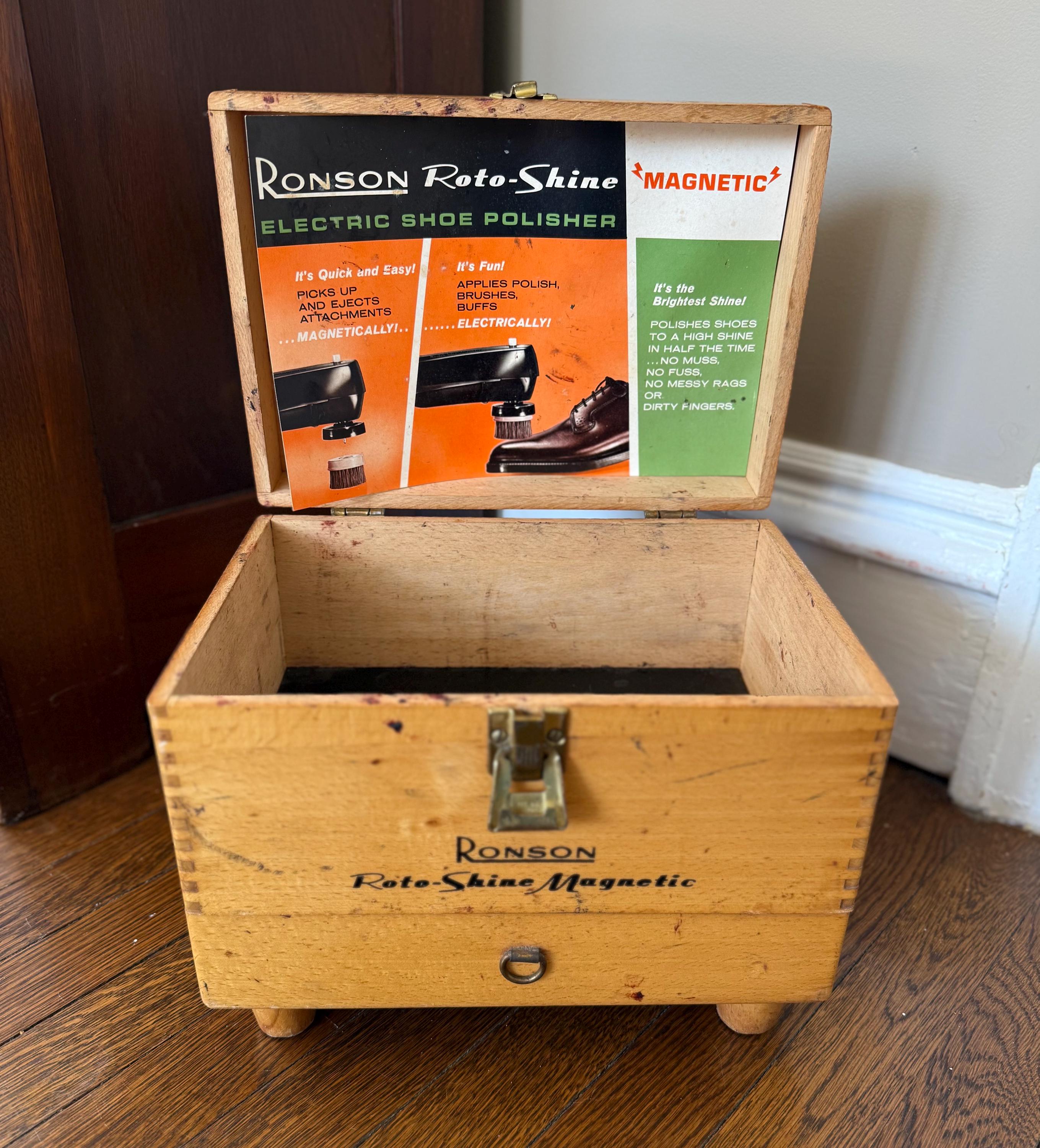 超希少◆Ronson◆1950s英国Shoe shine box シューボックス Vintage Ronson Roto-shine Magnetic Shoe Shine Box – Mid Century
