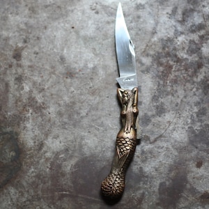 Brass Mermaid Siren Pocket Knife image 3