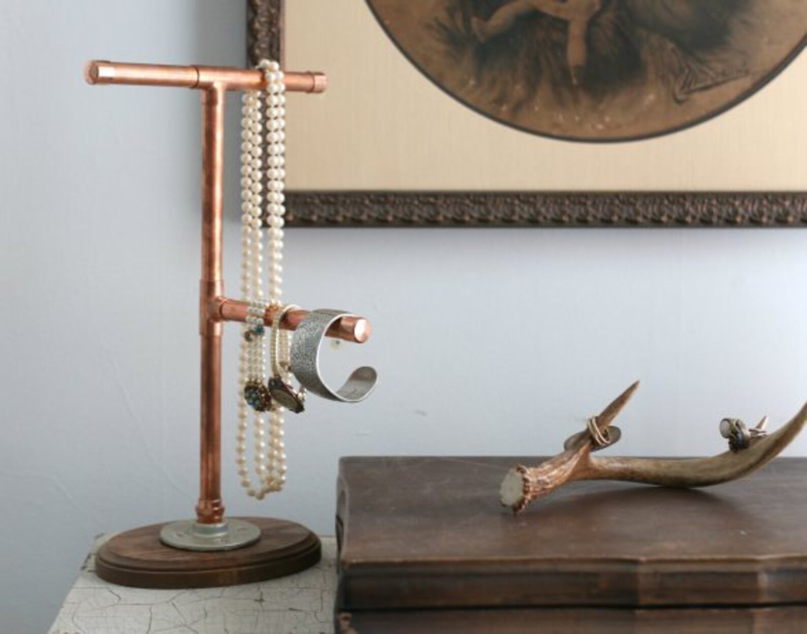 Copper Pipe Jewelry Display Stand Organizer Industrial Etsy
