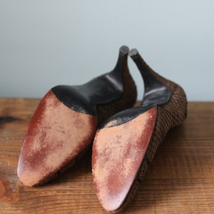 Vintage Brown Suede Snakeskin High Heel Pump Shoes / Stuart Weitzman for Mr. Seymour Size 6.5 image 5