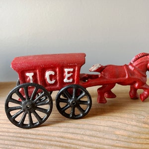 Vintage Cast Iron Red Ice Wagon