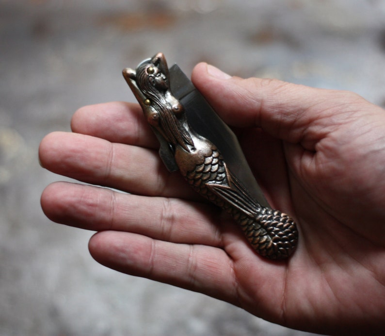 Brass Mermaid Siren Pocket Knife image 4