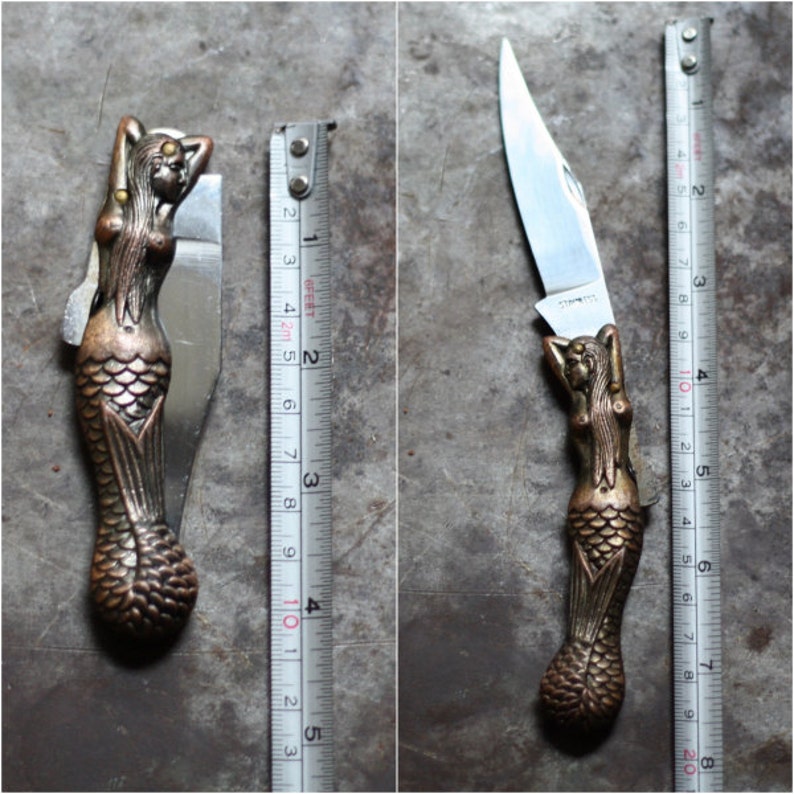 Brass Mermaid Siren Pocket Knife image 5