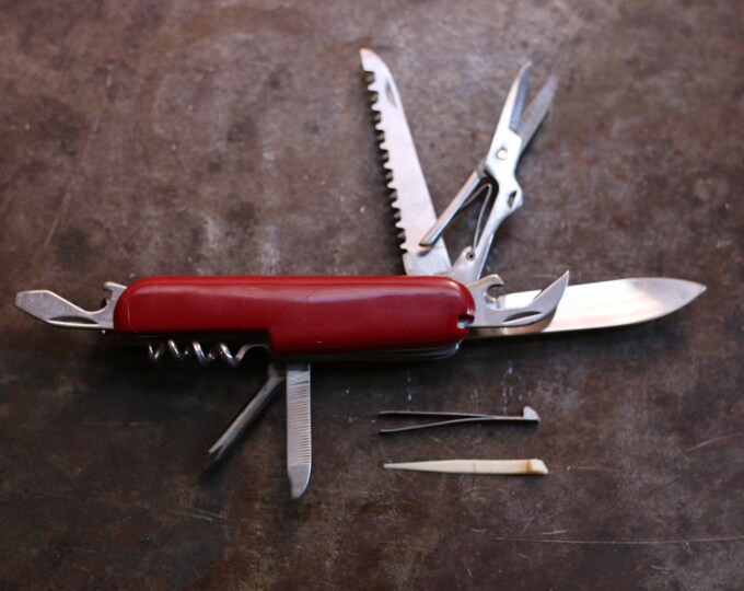 Vintage Red Multi Tool Pocket Knife Etsy