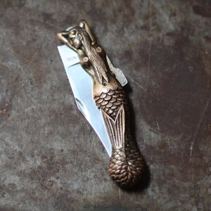 Brass Mermaid Siren Pocket Knife image 2